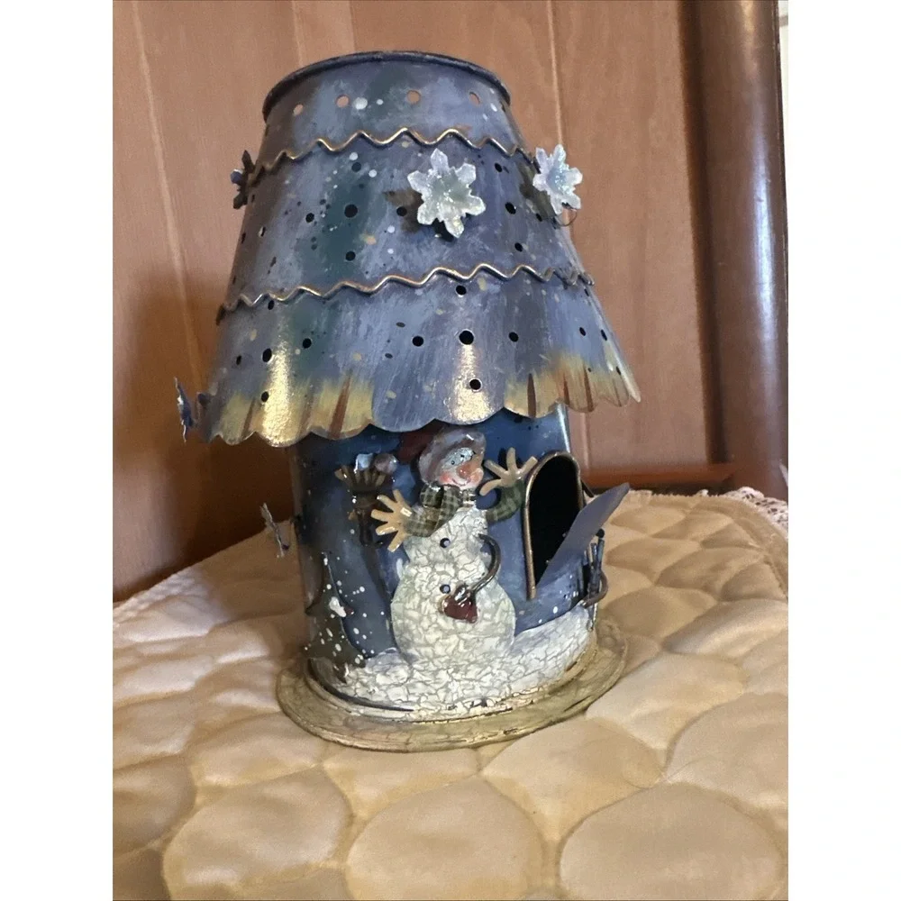 Punched‎ Metal Votive/candle/tea Light Holder Lamp. Blue